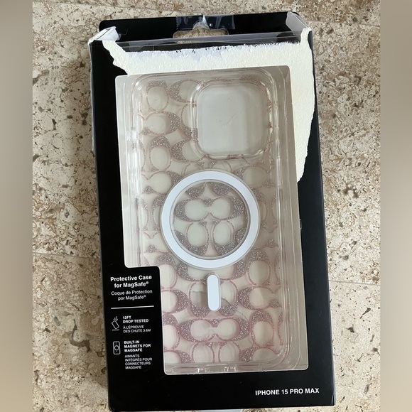 COACH iPhone 15 Pro Max Protective Case MagSafe Signature C Clear Phone Cover - Picture 5 of 8